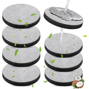 8 Pi&egrave;ces Actives Charbon Filtre Disque, Disques Filtrants Adh&eacute;sifs, Remplissage Et Go, Filtration Plus Rapide, Plus Longue Dur&eacute;e De Vie, Pour Bouteilles Filtrantes, Supprime 99 % De Chlore - Neuf