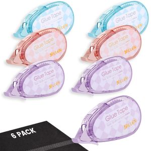 Chenquansarl-6 Rouleaux Roller Colle 10m X 8mm Souris Colle Roller Roller De Colle Double Face Colle Souris Roller Colle Photo Album Pour Scrapbooking, Album Photo, Diy Carte(Rose, Bleu, Violet) - Neuf