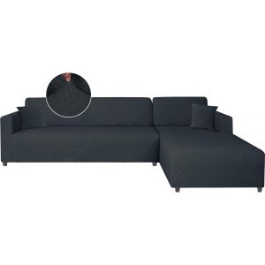 SUBZONAL-Housse Canap&eacute; d'angle Extensible 2 Pieces, Protection Canap&eacute; d'angle, Couverture Canap&eacute; d'angle avec Accoudoirs, Housse De Canap&eacute; Forme De L (2 Place+3 Place, Gris Fonc&eacute;) - Neuf