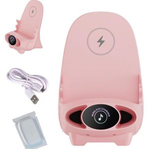 Ayu-Mini Chaise, Chargeur Rapide Sans Fil, Support De Téléphone Multifonctionnel, Portable, Support Vertical Amélioré Sans Fil, Support De Bureau Universel Avec Fonction Musicale (Rose) - Neuf