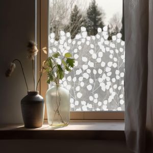 Fleur Film Occultant Fenêtre Electrostatique Vitre Bon Intimité, Translucide Film pour Anti UV Dépoli pour, Maison fenêtre Salle de Bain Décoration en Verre, Feuille 150x39CM - Neuf