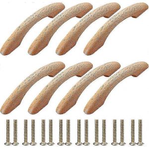 Poign&eacute;es d'armoire en bois 8 pi&egrave;ces poign&eacute;es de meuble Poign&eacute;e de porte Poign&eacute;e d'armoire Poign&eacute;e en forme d'arc Poign&eacute;es de tiroir de meubles de cuisine avec 16 vis pour porte - Neuf