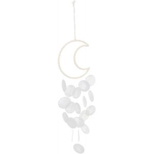 1 Ensemble Carillons &Eacute;oliens pour L'ext&eacute;rieur,Coquillages Suspendus Carillon &agrave; Vent Blanc,Design Lune Carillon &Eacute;olien Nacre,pour Projets DIY,D&eacute;coration ou Id&eacute;es Cadeaux - Neuf