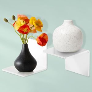 CAUC-Lot de 2 &Eacute;tag&egrave;re Murale sans Percer, Mini Etagere Murale Petite Etagere Largeur 10 cm Tablette Murale Adhesive Blanche - Neuf