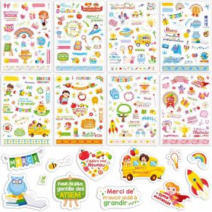 Trahoo-8 Feuilles Merci Autocollants Pour Maîtresse Atsem Maître Professeur Aesh Directrice Nounou, Stickers Gommettes Merci Pour Cette Année, Autocollants Remerciement Merci De M'aider À Grandir - Neuf