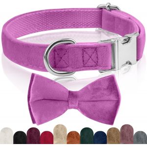 Eryi-Collier Chien Velours, Avec Détachable N?ud Papillon Chien, Collier Chien Réglable Confortable, Pour Chiens Petits Moyens Gros Chiens, Pour Les Mariages, Les Anniversaires, Les Fêtes, Etc - Neuf