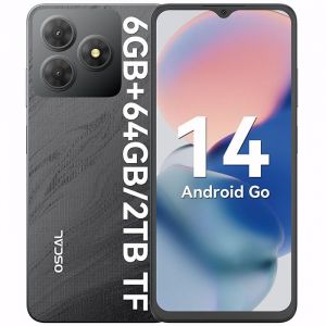T&eacute;l&eacute;phone Portable Oscal FLAT 2C 6,56" 6Go+64Go/SD 2To 5000mAh Android 14 GO Dual SIM - Noir - Neuf