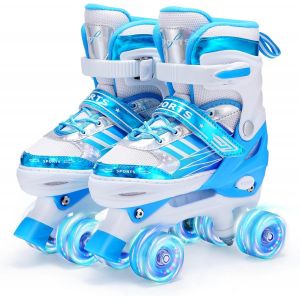 Chenquansarl-Rollers Pour Enfants, Roller Enfant Fille Patins À Roulettes Rollers Pour Enfants 4 Taille Réglable Light Up Wheels Pour Filles Et Garçons Tout - Neuf