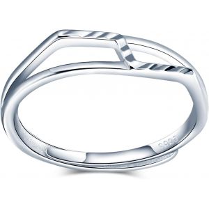Kahfl-Bagues Géométrie En Argent Sterling 925 Femme Anneau De Mode Réglable Bagues En Forme De Chevalière Fille Anneau Empilable Bijoux Cadeau - Neuf