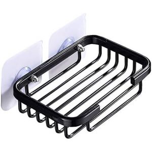 SJZG-Porte-Savon De Salle De Bain, Porte-Savon Adh&eacute;sif En Aluminium Pour Salle De Bain Et Toilettes, Porte-Savon Pour Mur De Douche Sans Per&ccedil;age (Noir) - Neuf