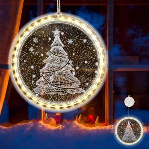 D&eacute;coratifs de No&euml;l de la Fen&ecirc;tre Lumi&egrave;res de la Cha&icirc;ne de Lumi&egrave;res pour les Arbres de No&euml;l, de la piscine Int&eacute;rieure et Ext&eacute;rieure, Fen&ecirc;tres, Festive, D&eacute;coration Murale, Blanc Chaud - Neuf