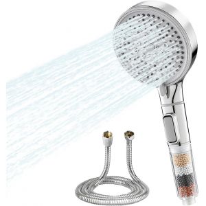 JGD-Pommeau de Duche, Pommeau de Douche &Eacute;conomie d`Eau, Pommeau de Douche Anti-Calcaire, Haute Pression avec 5 types de jets, &Eacute;limine le Chlore et les Impuret&eacute;s, Id&eacute;al pour Eaux Dures - Neuf