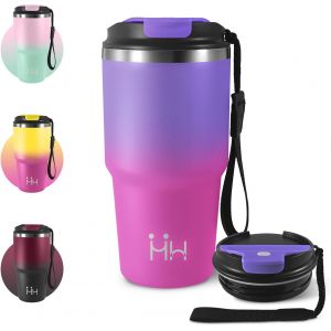 Kalanka-Mug Isotherme Cafe 600ml, Tasse &Agrave; Caf&eacute; &Agrave; Emporter, Tasse Isolante Herm&eacute;tique &Agrave; Vide Avec Couvercle, Sans Bpa, Caf&eacute; &Eacute;tanche Mug, R&eacute;utilisable, Pour Caf&eacute; Chaud Et Froid, Lait Et Th&eacute;, Voyage, Co - Neuf