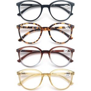 Lot De 4 Lunettes De Lecture 3.0 Homme Femme,Lunettes Loupe Branches A Ressort,Lunettes De Vue Monture Leger,Noir-Leopard-Marron-Jaune - Neuf