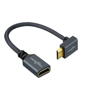 ERYI-Câble Adaptateur Mini Hdmi Vers Hdmi Coudé, Nylon Tressé Vers Le Bas Coudé À 90 °, Câble D'Extension Mini Hdmi Vers Hdmi Compatible 3D/4K 1080P - Neuf