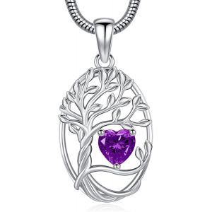 Kal-Arbre De Vie Collier Pierre De Naissance Pendentif Coeur Collier Arbre De Vie Pendentif Anniversaire De Mariage Saint Valentin Fête Des Mères Bijoux Cadeau Pour Femmes Filles - Neuf