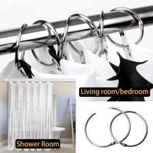 CHENG-Lot de 20 Anneaux de Rideau - Anneaux Plats avec Insert Coulissant - en Acier Inoxydable et Plastique - pour fenêtre, Porte, Rideau de Douche - Diamètre intérieur : 50 mm - Argenté - Neuf