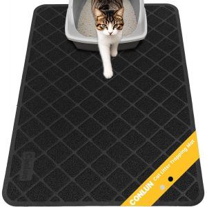Subzonal-Tapis Litiere Chat, 61 X 43 Cm Tapis Pour Chat, Maillage De La Grille Avec Contr&ocirc;le De La Dispersion, Mat&eacute;riau Antid&eacute;rapant Imperm&eacute;able Et R&eacute;sistant &Agrave; L'urine, Facile &Agrave; Nettoyer Lavable (Noi - Neuf