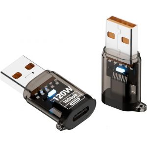 TRAHOO-Lot de 2 adaptateurs USB 3.2 vers USB C 10 Gbit/s, USB m&acirc;le vers USB de type C femelle, OTG PD 120 W, charge rapide avec &eacute;cran LED intelligent pour iPhone, MacBook, ordinateur portable - Neuf