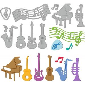 Matrices De D&eacute;coupe Instrument De Musique Piano Guitare Pour Les Amateurs De Musique Western Instruments Pochoirs De Gaufrage Mod&egrave;le Pour Diy Scrapbooking Album Craft Decor - Neuf