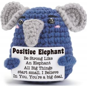 KAL-Pocket Hug - Peluche En Forme D'Éléphant Positif Au Crochet - Porte-Bonheur Avec Carte Positive - Embrasse De Poche Pour Un Bon Rétablissement - Cadeaux Pour La Détente - Neuf