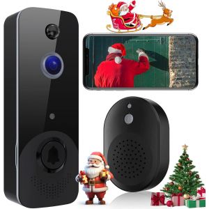BHHBB-Sonnette sans Fil avec Camera, Interphone Video sans Fil de WiFi Intelligente HD 1080P, Détection de Mouvement PIR, Audio Bidirectionnel,Vision Nocturne,Grand Angle,Piles Non Incluses - Neuf