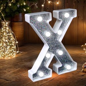 Lettres Lumineuses Led Pour Chapiteau - Lettres Lumineuses À Paillettes Argentées, Alimentées Par Piles, Éclairage De Nuit Pour Fête D'anniversaire, Mariage, Décoration De La Maison, Fête Prénatale - Neuf