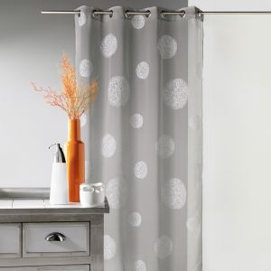 Voilage En Etamine Brod&eacute; Ronds Fils Lurex Brillants - Neuf