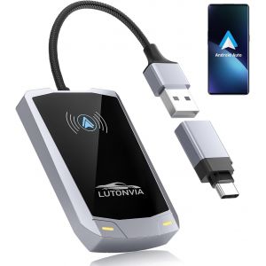 KALANKA-Adaptateur sans Fil Android Auto avec NFC - Dongle Android Auto am&eacute;lior&eacute; 2024, Faible Latence, Wi-FI 5,8 GHz, Plug & Play pour Android 11+ et Voitures avec Android Auto c&acirc;bl&eacute; d'usine - Neuf