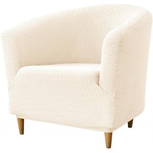 SUBZONAL-Housse de Fauteuil Cabriolet 1 Place Beige, Chesterfield Jacquard Extensible Housse Fauteuil Club Tub Chair pour Salon Caf&eacute; Universel - Neuf
