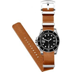 Eryi-Bracelet De Montre En Cuir De Veau Véritable, 20 Mm Et 22 Mm, Bracelet De Rechange En Une Seule Pièce, Huilé, Avec Boucle En Acier Inoxydable, Pour Hommes Et Femmes - Neuf