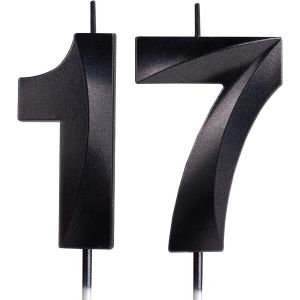 Sansh-Noir Bougies D'anniversaire En Forme De Chiffre 17, 3d Bougies Noir Décoration De Gâteau,Décoration De Gâteau Pour Fête D'anniversaire, Mariage,Bougie D'anniversaire Pour Gâteau - Neuf