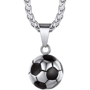 Trahoo-Collier Ballon De Football/Basketball/Rugby/Haltère/Gant De Boxe Doré/Noir/Acier Inoxydable 316l,Bijoux Pendentif Pour Amateurs Fans De Sports Avec Chaîne Ajustable 55+5cm Hommes Et Garçons - Neuf