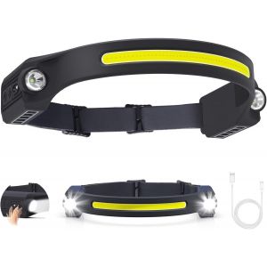 Jexnovashop-Lampe Frontale Rechargeable Led Lampe Torche Frontale Avec 6 Modes Détecteur De Mouvement 260 Degrés Étanche Ipx4 Usb C Pour Pêche, Camping, Randonnée (1pacs) - Neuf