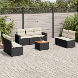 Prolenta Premium - Salon De Jardin 8 Pcs Avec Coussins Noir R&eacute;sine Tress&eacute;e - Neuf
