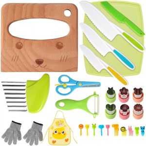 Checarzhn--No1-Kit Couteau Sécurité De Cuisine Pour Enfants, Couteau Montessori Enfants Pour Couper Fruits, Légumes En Toute, Couteau Enfant Qui Ne Coupe Pas Pour Ustensile Cuisine Enfant De 2 Ans (2 - Neuf