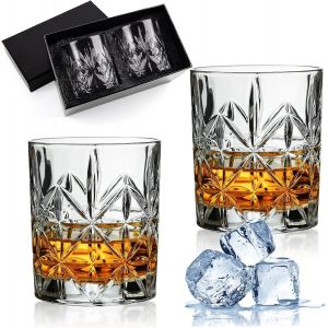 Lot De 2 Verres À Whisky,268 Ml,Streamer Star Verre A Rhum,Whiskey Glass Avec Coffret Cadeau Noir De Luxe-Cadeau Homme,Idéal Pour Le Bourbon,Le Rhum Et Le Vin Rouge - Neuf