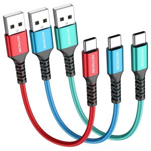 ERYI-Court Câble Usb C 30 Cm 3 Pcs, 0,3 M Câble De Charge Rapide Usb - C Pour Samsung Galaxy S10 S9 S8 Plus Note 9 8, Banque D'Alimentation Et Autres Appareils Usb Type C - Neuf