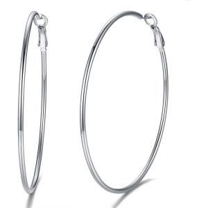 Kal-Boucles D'oreilles Femme Cr&eacute;oles 30/40/70/100mm En Acier Inoxydable/Plaqu&eacute; Or Hoop Earrings - Neuf