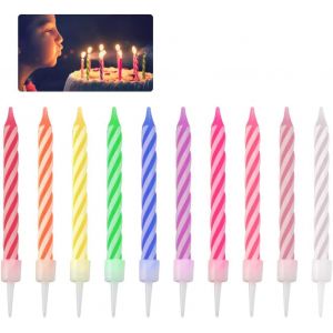 Eryi-70 Pcs Bougie Anniversaire En Paraffine Bougies Gâteau Non-Toxique Bougie Gateau Anniversaire Spirale Bougie Joyeux Anniversaire Muticouleur Bougie Mariage Pour Fête Anniversaire Déco Gâteau - Neuf