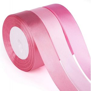 Trahoo-Astaron Rose Ruban Robe De Mari&eacute;e Bouquet Bricolage Artisanat 1 Pouce, Couleur Solide Tissu Cadeau Emballage No&euml;l Noeud Papillon Bun D&eacute;coration - Neuf