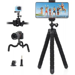 LORANKA-Tr&eacute;pied Flexible Pratique, Mini Tr&eacute;pied Support pour Smartphone Rotatif &agrave; 360&deg; Perche &agrave; Selfie Compatible avec iPhone, avec Galaxy, Cam&eacute;ra &iquest; Id&eacute;al pour Selfies, Vlogging - Neuf