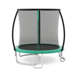 Trampoline Ext&eacute;rieur 244 Cm Avec Filet De S&eacute;curit&eacute; Et &Eacute;chelle Robuste Design Stable Pour Un Saut En Toute S&eacute;curit&eacute; En Acier Galvanis&eacute; Vert Helloshop26 20_0014508 - Neuf