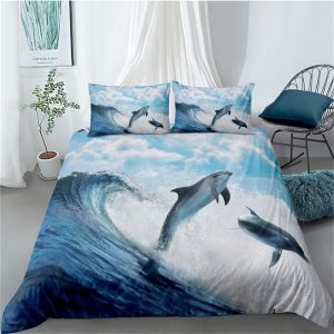 Ensemble De Housse De Couette Th&iquest;&iquest;Me Dauphin - Ensemble De Housse De Couette Imprim&iquest;&iquest;E En D Ensemble De Literie En Microfibre Respirante (Dauphin , - Neuf