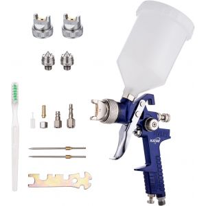 CHECARZHN--NO1-Katsu Hvlp Pistolet À Peinture Gravité 600Cc Avec 3 Buses En Cuivre 1,4/1,7/2,0Mm Pulvérisateur De Peinture Compresseur D'Air Outil Pour Auto Meubles Clôture Revêtement De Surface - Neuf
