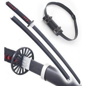 Demon Slayer Sabre en Bois Kamado Tanjiro Katana Kimetsu No Yaiba + Ceinturon Noir Porte Epee Ceinture D&eacute;coration - Neuf