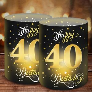Kalanka-Lot De 12 Photophores Décoratifs De Table Pour 40e Anniversaire Homme, 40 Ans Happy Birthday, Décoration De Table D'anniversaire Pour Femmes, Photophores Décoratifs Pour Bougies Chauffe-Plat - Neuf
