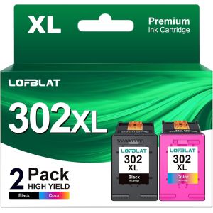 302XL Ink Cartridges Replacement for HP 302 XL Black and Colour Cartridge for Envy 4520 4522 4525 4527 for Officejet 3830 3831 4650 for Deskjet 3630 (Black Colour, 2 Pack) - Neuf