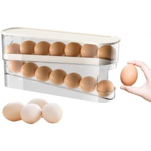 Support D'?ufs Pour R&eacute;frig&eacute;rateur,Distributeur D'?ufs &Agrave; Enroulement Automatique,R&eacute;frig&eacute;rateur De Stockage D'?ufs &Agrave; D&eacute;filement Automatique,Rangement D'?ufs Peu Encombrant,Enroulement Automatique, - Neuf