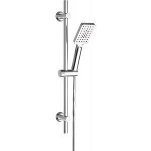 JGD-Barre de Douche INOX 70 cm avec Douchette &agrave; main 3 Jets, Colonne de Douche avec Curseur et Support de Douche Muraux R&eacute;glable pour Salle de bain sans Mitigeur, Rectangulaire Chrom&eacute; - Neuf